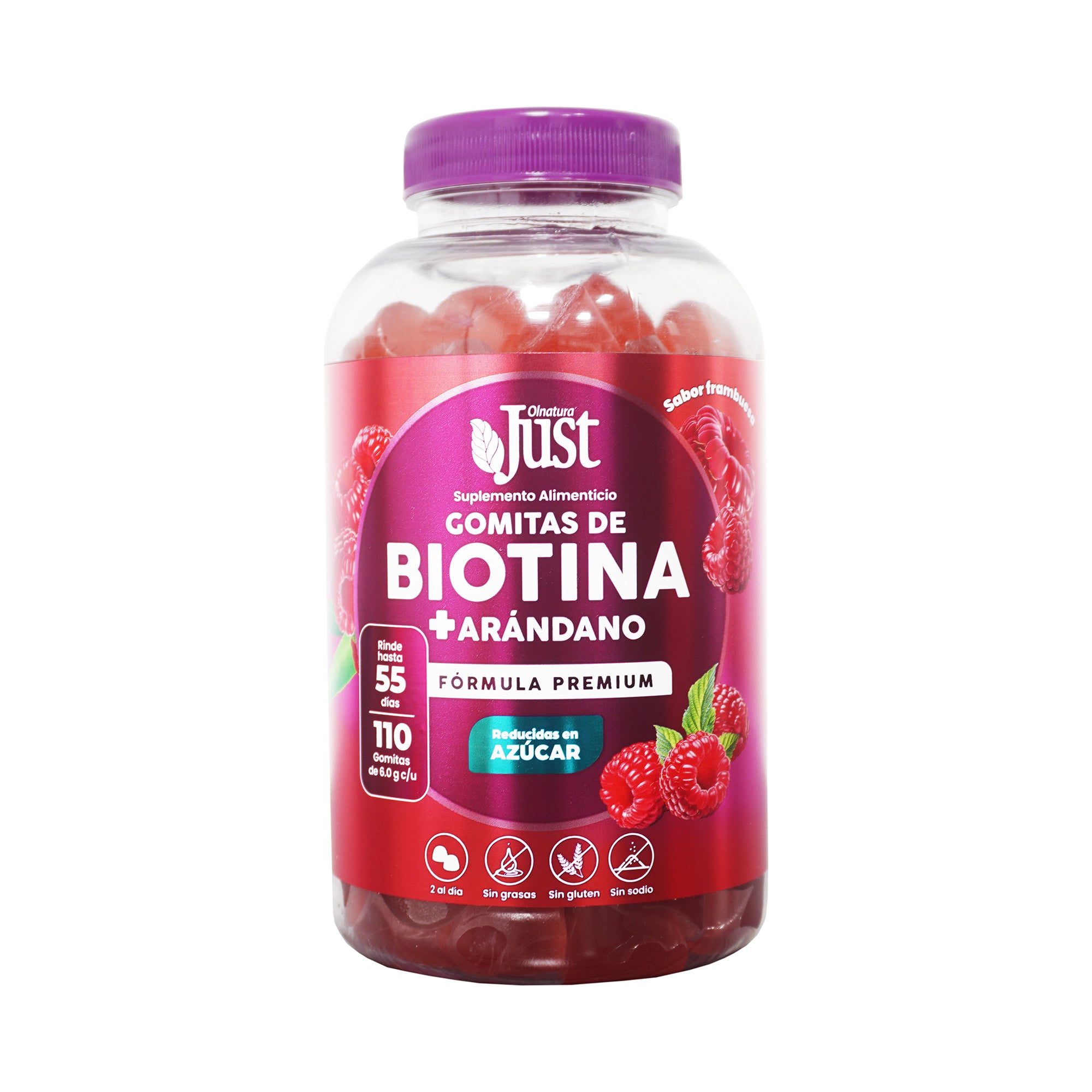 Biotina Y Arándano 110 Gomas Reducidas En Azúcar, Sabor Frutos Rojos