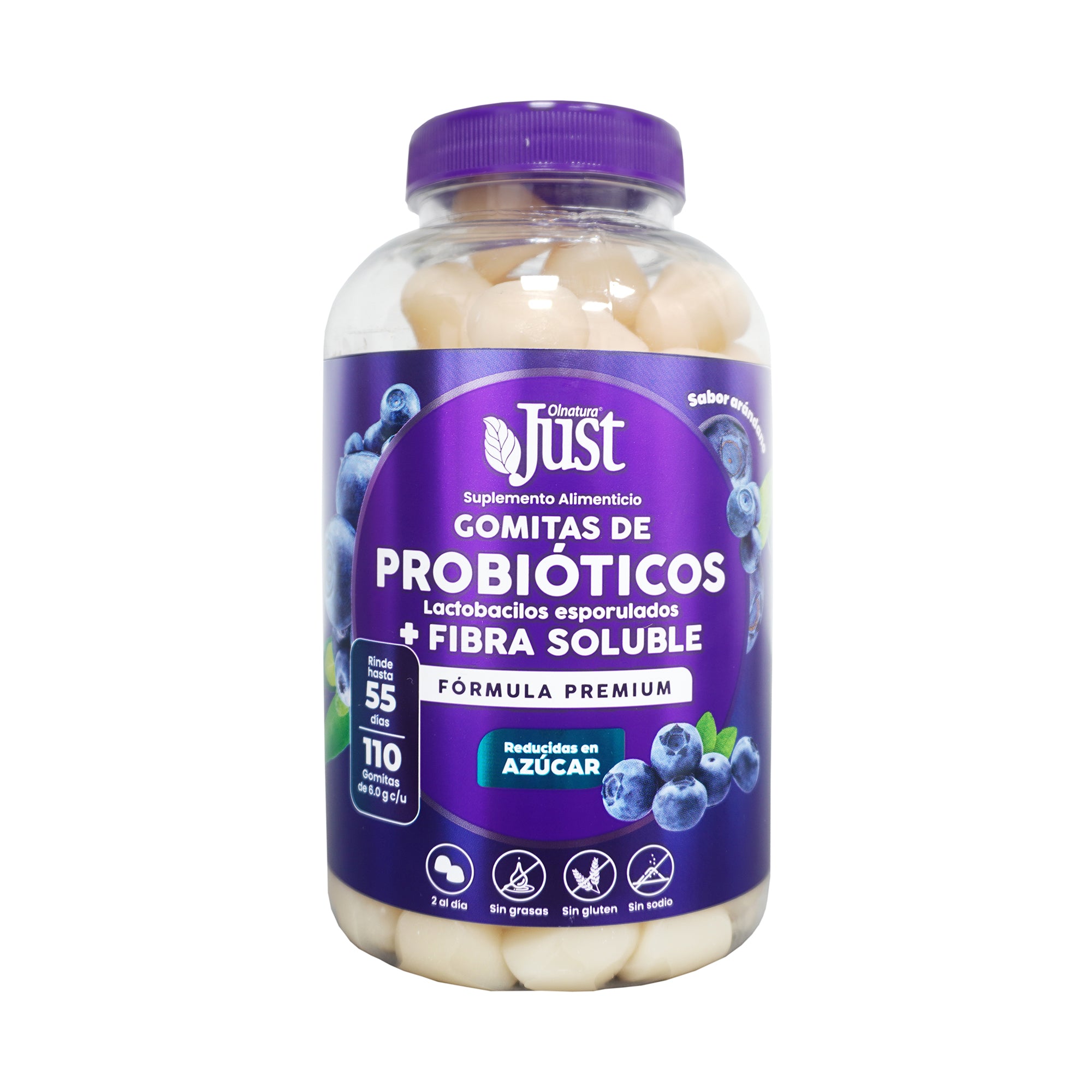 Probióticos + Fibra Soluble, 110 Gomas Reducidas En Azúcar Frutos Rojos