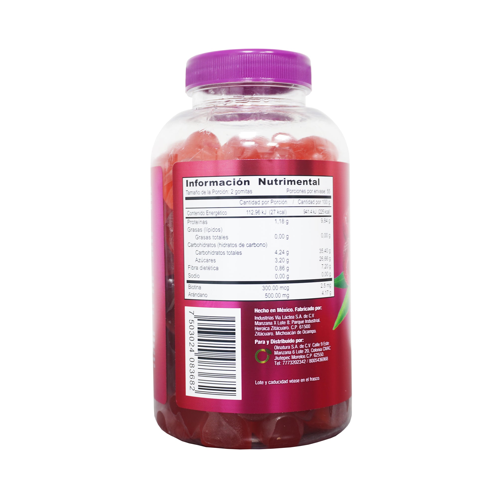 Biotina Y Arándano 110 Gomas Reducidas En Azúcar, Sabor Frutos Rojos