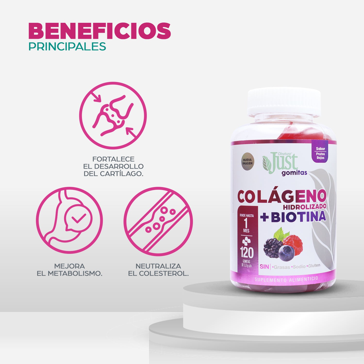 Kit 3 Piezas 120 Gomitas Colágeno Hidrolizado + Biotina OUTLET