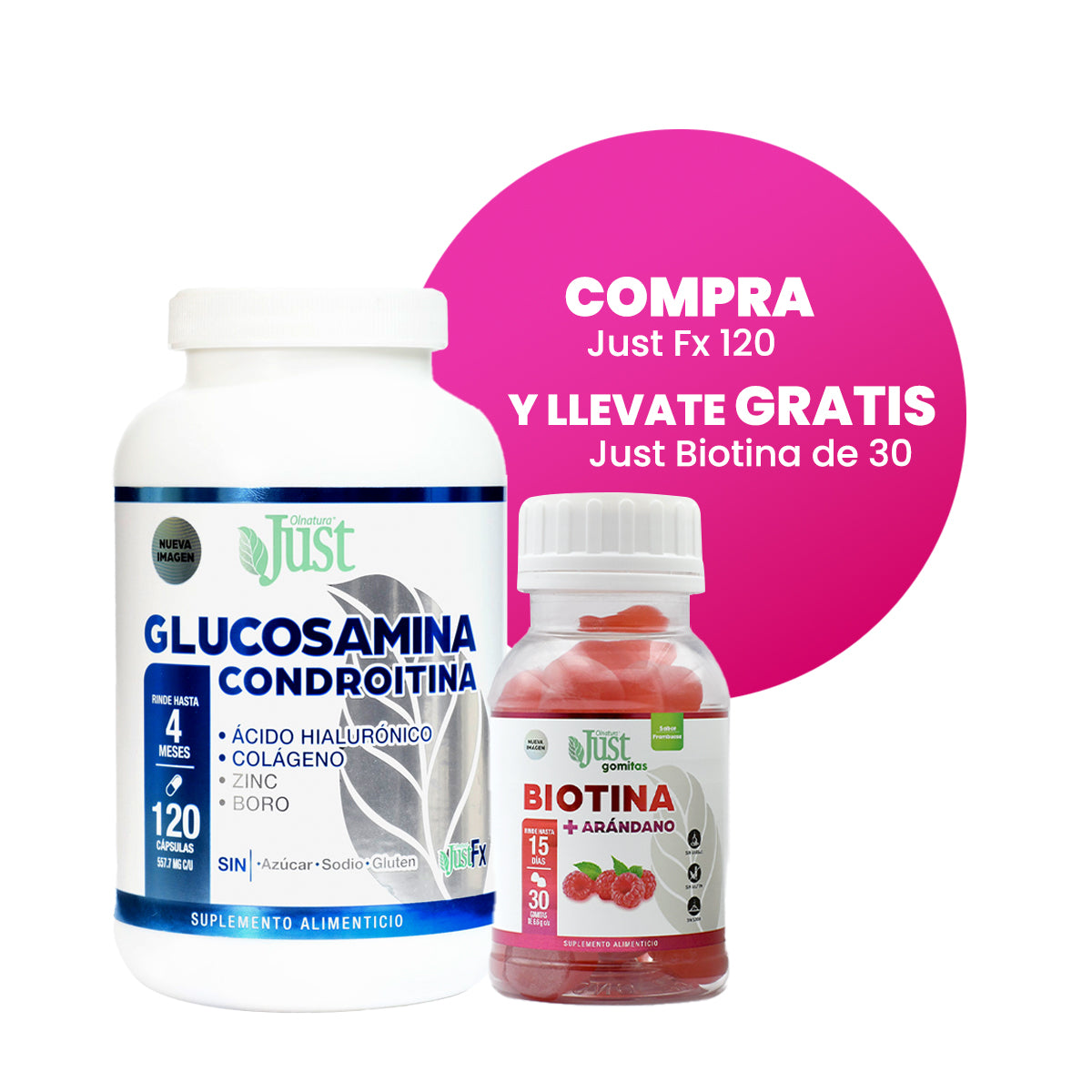 Glucosamina Condroitina JustFx + Colágeno y Zinc 120 Cápsulas