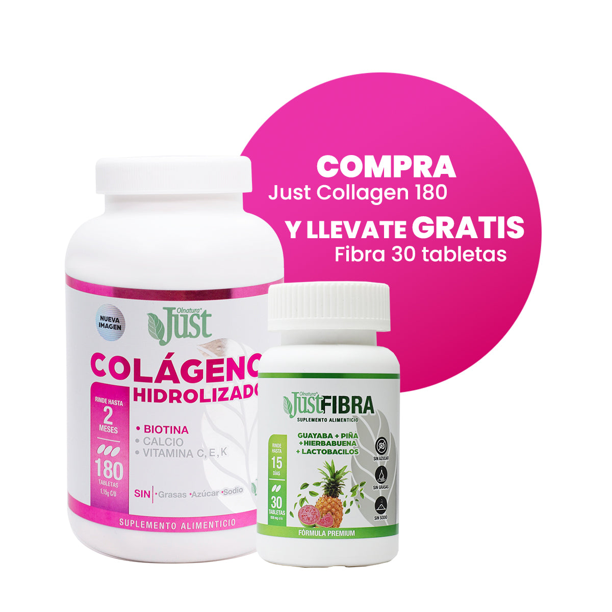 Colágeno Hidrolizado + Biotina - JustCollagen 180 Tabletas 1800 mg