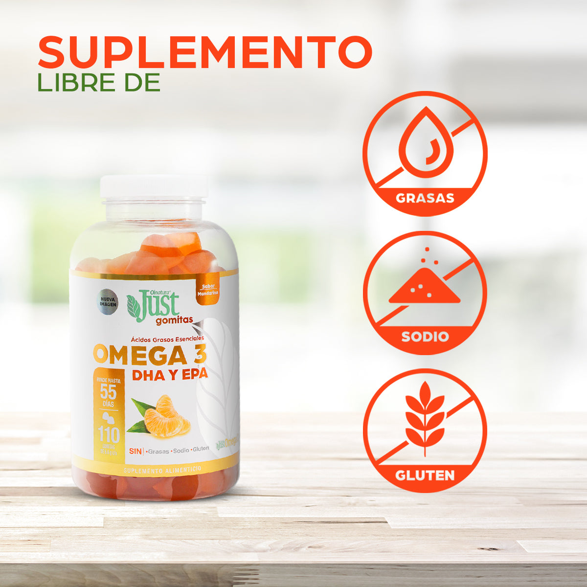 110 Gomitas de Omega 3 con ácidos grasos EPA y DHA