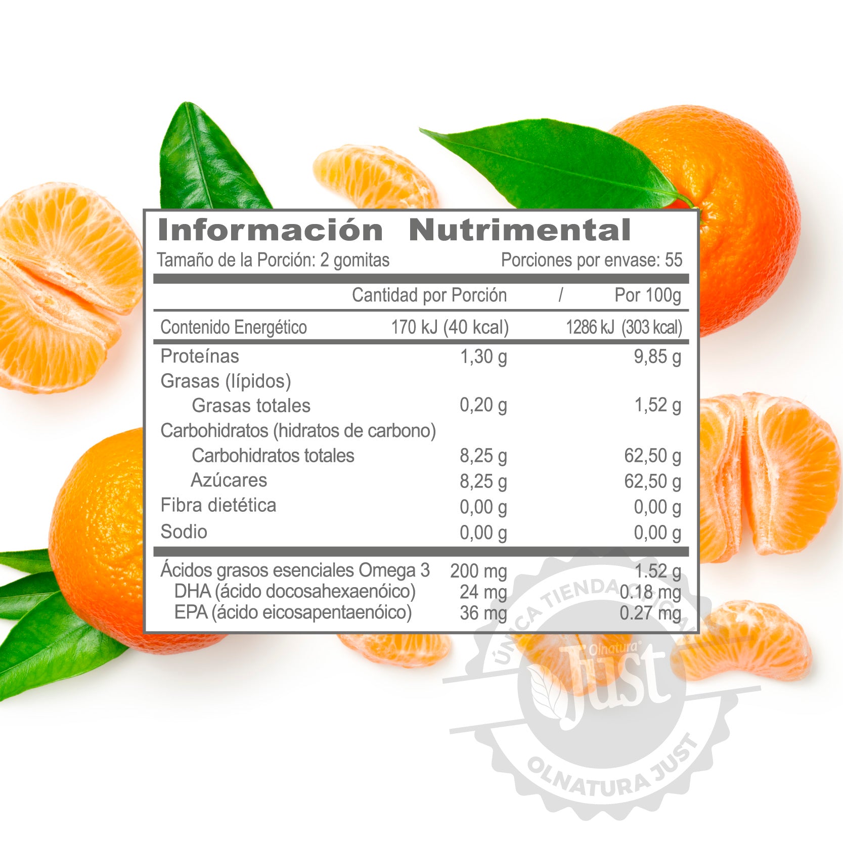 110 Gomitas de Omega 3 con ácidos grasos EPA y DHA