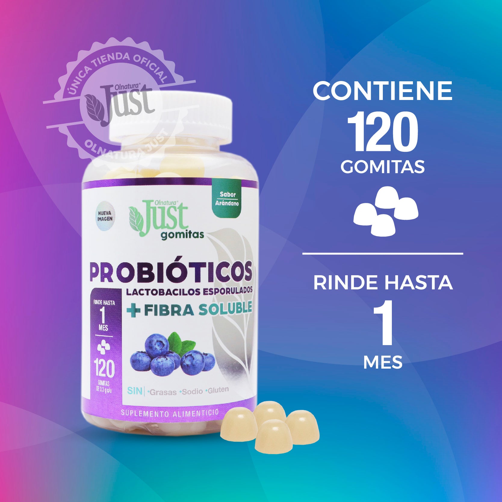 120 Gomitas Probióticos + Fibra Soluble